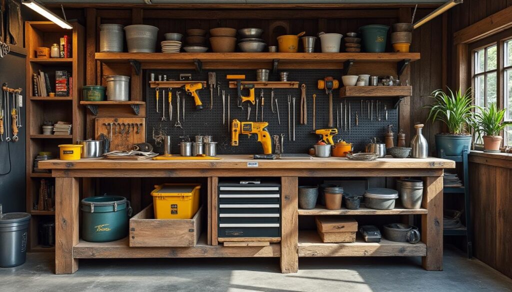 Quelles sont les astuces pour agencer un établi avec un étau dans un garage ?